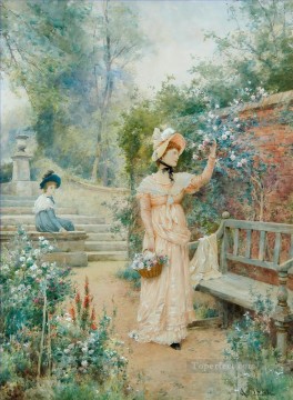 Paisajes Painting - Dulce la Rosa Alfred Glendening JR niñas mujeres jardín